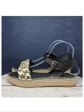 Paseart |‎ NEW Black Espadrille Platform Sandals Size 10